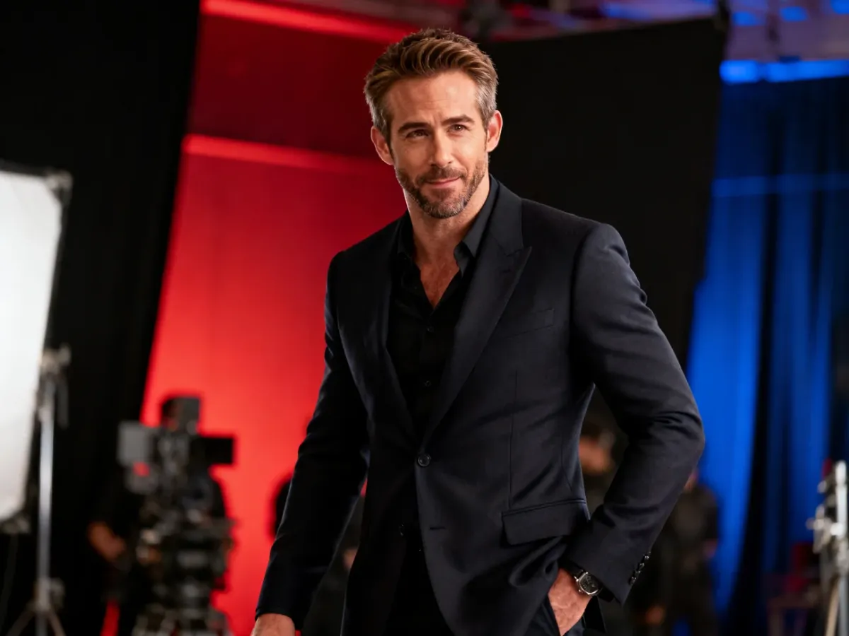Ryan Reynolds na filmowym planie w nastrojowej scenie akcji